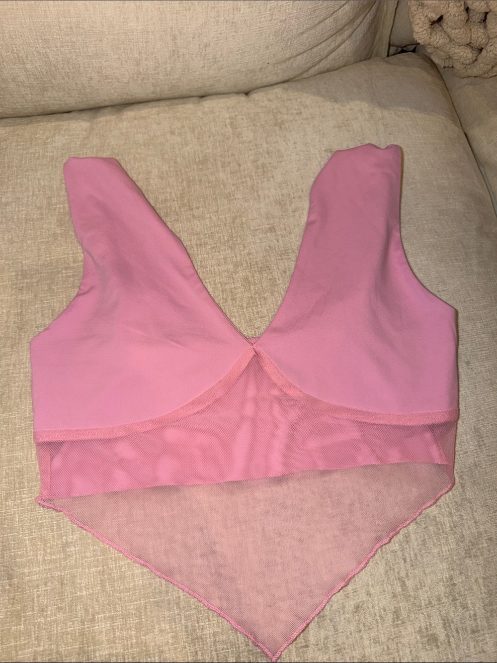 SHEIN Pink Mesh Layered Crop Top